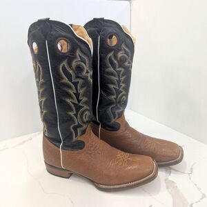 Western Casuals 308Q Men's Brown Black Leather hecho Mexico Boots cowboy sz 12